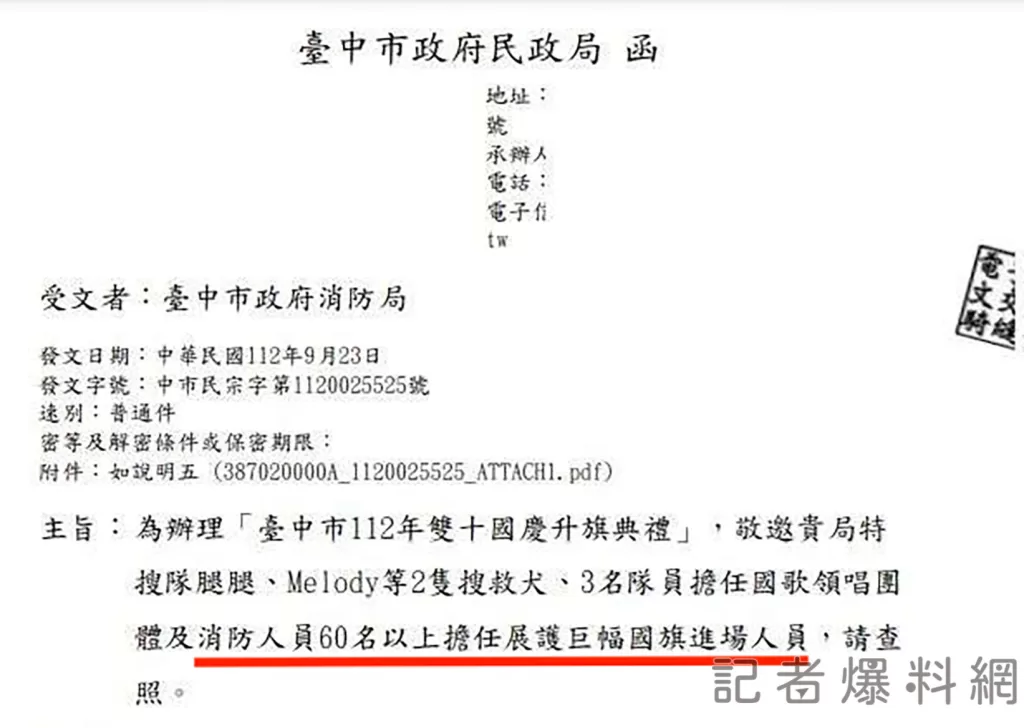 台中市府指示60位打火弟兄國慶典禮護旗- 消防員「覺得我們很閒嗎？」